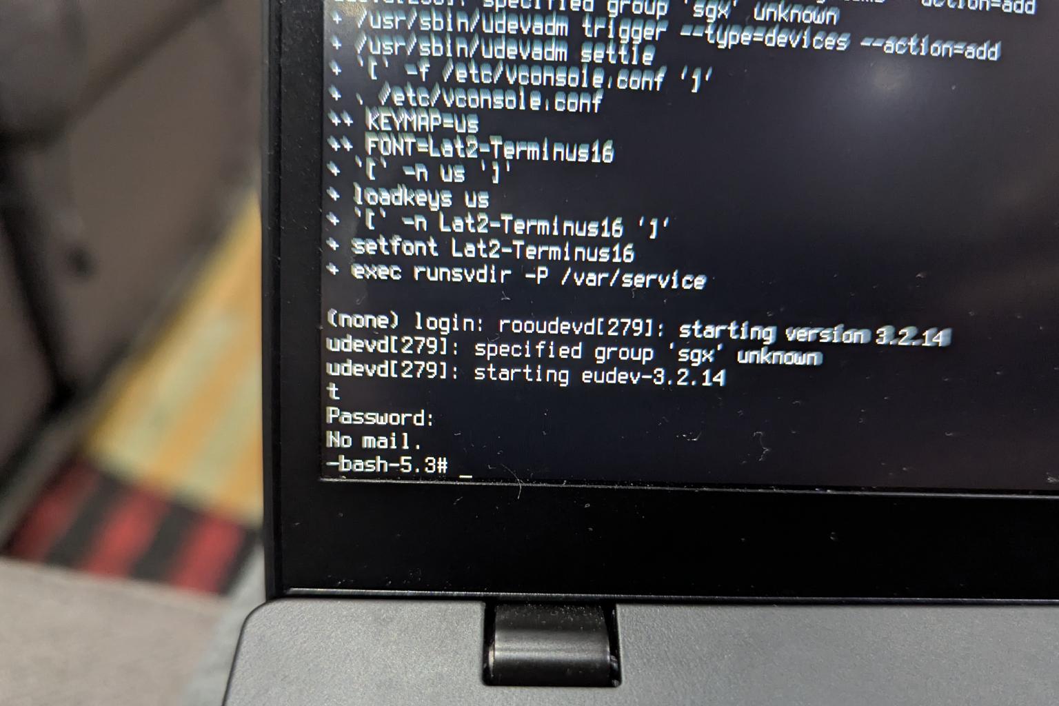 Photo taken of Linux terminal with logged in user as bash.
