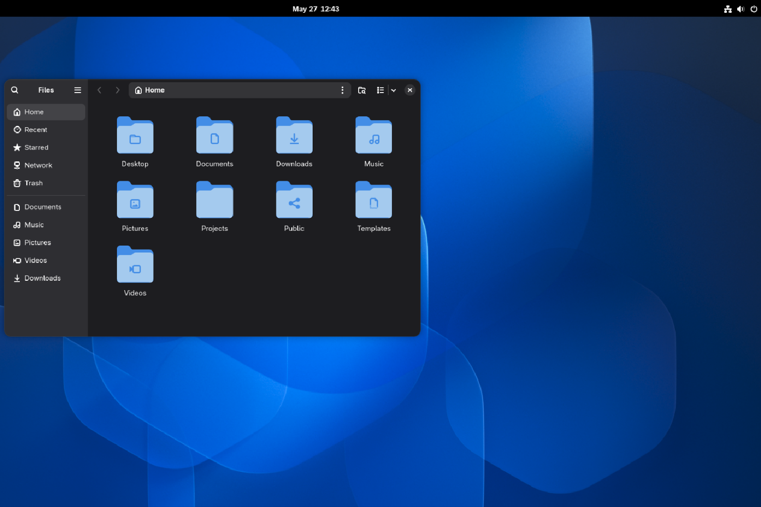 A screenshot of the GNOME Desktop Environment with the Files app open.