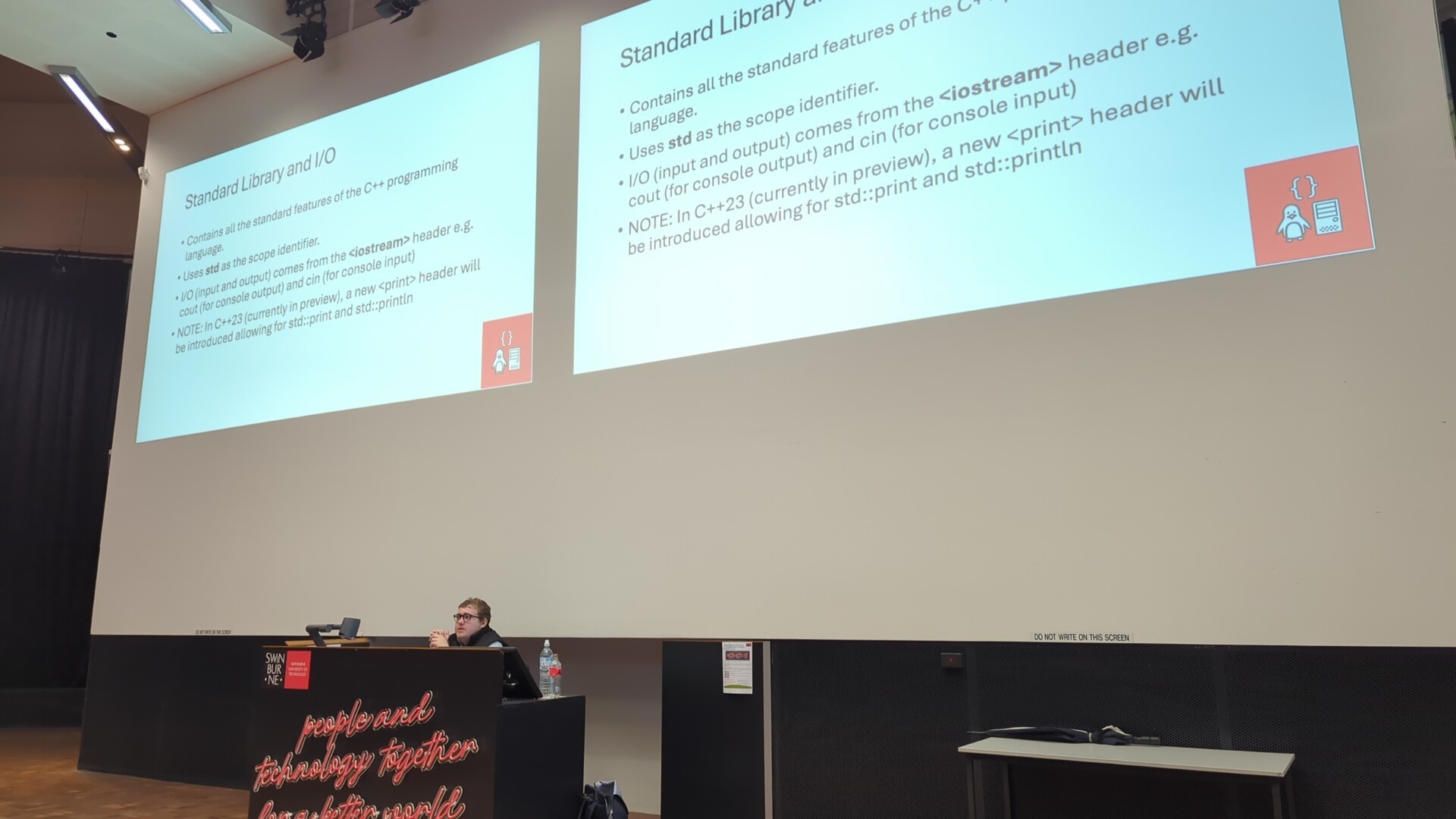 Host presenting slides