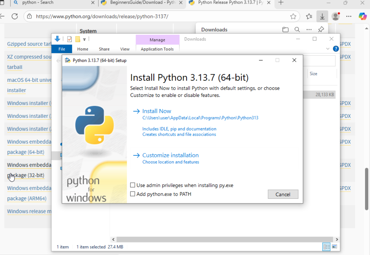 Installing Python on Windows